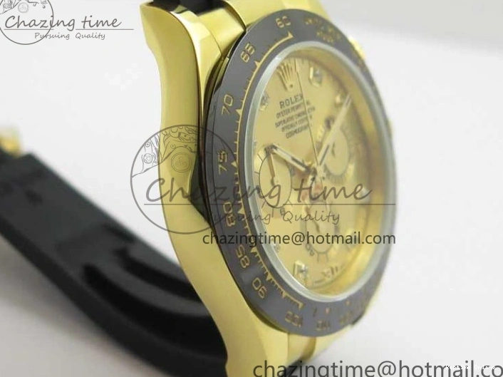 0412 Daytona 116518 Noob 1:1 Best Edition YG Plated 904L SS Case Goid Diamonds Dial on Black Rubber Strap SA4130 V4 (Free Extra Strap) Versatile 2587